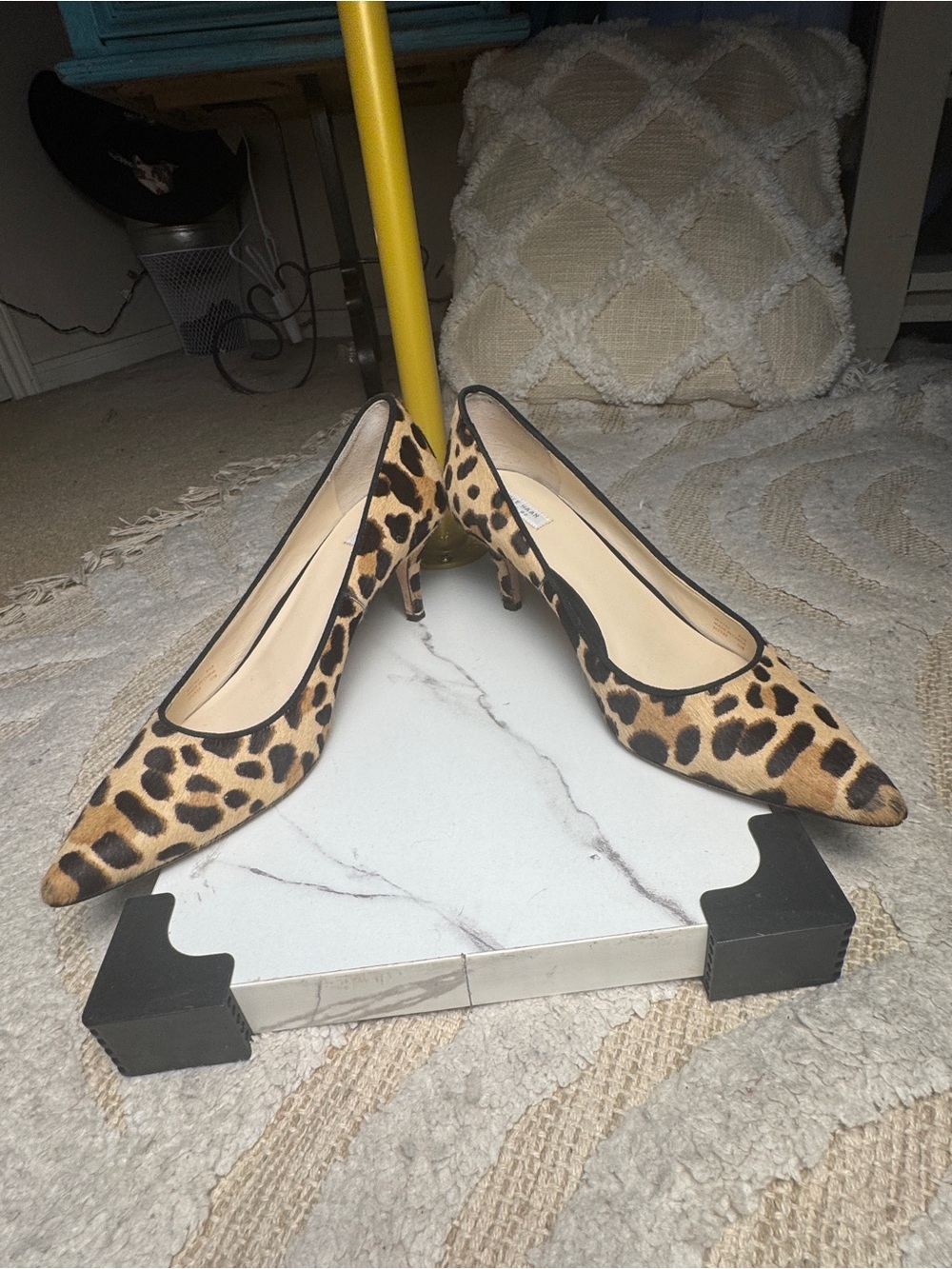 Cole Haan Leopard Print Pointed Toe Heels - Tan and Black - Picture 9 of 9